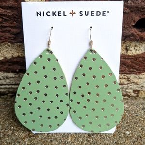 Nickel & Suede NWT Meadow Green Teardrops